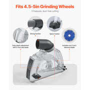 Charger l'image dans la visionneuse de galerie, Amocart Cutting Dust Shroud for Angle Grinders Universal 4-5 in Angle with 6 Clamping Washers &amp; 5 in Diamond Grinding Cup Wheel
