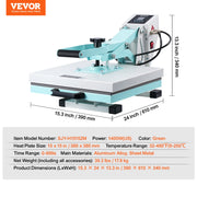 Charger l'image dans la visionneuse de galerie, Amocart Heat Press 15 x 15 in Heat Press Machine Slide Out Heat Transfer Machine Fast Even Heating 2-Layer Insulation Cotton

