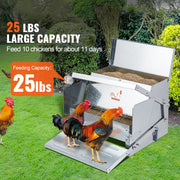 Charger l'image dans la visionneuse de galerie, Amocart Automatic Chicken Feeder 25 lbs Capacity Feeds 10 Chickens up to 11 Days Galvanized Steel Poultry Feeder
