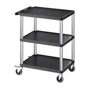 Bild in Galerie-Viewer laden, Amocart 300lbs Utility Service Cart Three-Shelf Plastic Rolling Hand Cart with 360° Swivel Wheels for Warehouse Garage Cleaning
