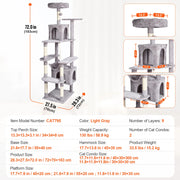 Bild in Galerie-Viewer laden, Amocart Cat Tree for Indoor Cats Cat Tower with Cat Condo Sisal Scratching Post HammockTop Perch Jumping Platforms Dark Grey
