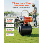 Charger l'image dans la visionneuse de galerie, Amocart 1HP/1.6 HP Shallow Well Pump with Pressure Tank 120V Stainless 5-Gal Tank 20/40 PSI Pressure Switch for Home Garden
