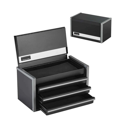 Amocart 8.6in 3 Drawers Metal Tool Box Portable Tools Chest with Feet Pads & Ball Bearing Powder Coated Tool Storage for Garage