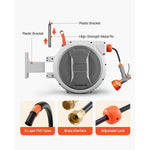 Amocart Retractable Garden Hose Reel Wall Mounted Hose Reel Heavy Duty Garden Hose Reel with 9Pattern Nozzle 180°Swivel Bracket