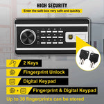 Amocart Fingerprint Locks Safe Deposit Box 0.8/2.1 Cubic Feet Digital Electronic Secret Hidden Piggy Bank for Money Guns File