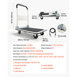 SucceBuy 330/660 lbs Foldable Push Cart Dolly with Swivel Wheels Moving Platform Truck Push Handle Flatbed Cart for Easy Storage