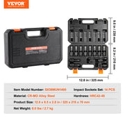 Charger l'image dans la visionneuse de galerie, Amocart 360 Degree Swivel Impact Socket Set 3/8" Socket Set Deep Universal Metric 10-19mm 6 Point Cr-Mo Alloy Steel for Repair
