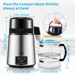 SucceBuy 4L Water Distiller Purifier Filter Dispenser Drinking Bottle Softener Dual Temp Display Overheat Protection for Home