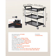 Bild in Galerie-Viewer laden, Amocart 3-Tier 300/500Lbs Rolling Utility Cart Storage Rack with Swivel Wheels Food Service Trolley for Office Kitchen Bathroom
