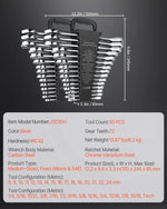 Amocart Combination Wrench Set 24/30-Piece Ratcheting Wrench Set with Organizer Rack Cr-V Steel Wrench Set SAE  Metric