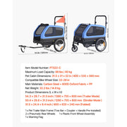 Charger l'image dans la visionneuse de galerie, Amocart Dog Bike Trailer Supports up to 88 lbs 2-in-1 Pet Stroller Cart Bicycle Carrier for Dogs Easy Folding Frame with Wheel
