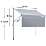 SucceBuy Manual Retractable Awning Outdoor  Retractable Sun Shade Water-Resistant Polyester Patio Door Window for Backyard