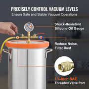 Charger l'image dans la visionneuse de galerie, Amocart 3 Gallon / 5 Gallon Vacuum Chamber, Upgraded Tempered Glass Lid Vacuum Degassing Chamber, 304 Stainless Steel Chamber, for Stabilizing Wood, Resin Degassing, Silicone Degassing and Plaster Degassing
