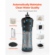 Bild in Galerie-Viewer laden, Amocart Fish Tank Aquarium 2/5Gal Square Ultra-Clear Glass Starter Tank Adjustable 3 Color Lighting Self Cleaning System for Home
