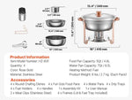 【Premium】Amocart 4 Pack Chafing Dish Buffet Set Stainless Steel Chafer w/4 Full Size Pan Round Catering Warmer Server for Party