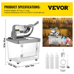 SucceBuy Electric Snow Cone Machine Ice Shaver Crusher Granizing Glass Blender Mixer Chopper Stainless Steel Colder Commercial