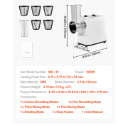 Charger l'image dans la visionneuse de galerie, Amocart Electric Cheese Grater Salad Maker 200W Salad Shooter Electric Vegetable Slicer Shredder Chopper for Fruits with 5 Att
