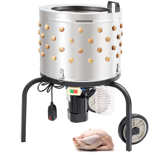 Amocart Chicken Plucker Machine 20inch Diameter Stainless Steel Drum 108 Soft Fingers 500W Poultry Plucking Debris Collection