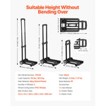 SucceBuy Folding Hand Truck 110lbs Capacity Collapsible Luggage Cart w/ 2Wheels&1 Elastic Rope Utility Dolly Platform Cart Black