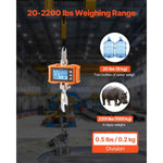 Amocart 1000kg/2000kg Digital Hanging Scale Portable with Remote Control Factory Crane Scale LCD Backlight Industrial Scales