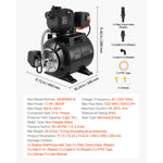 SucceBuy 1.1 HP Shallow Well Pump with Pressure Tank 120V 1320 GPH with 5-Gal Tank 20/40 PSI Pressure Switch for Home Garden