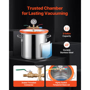Bild in Galerie-Viewer laden, Amocart 3 Gallon / 5 Gallon Vacuum Chamber with 3.5 CFM Single Stage Vacuum Pump for Stabilizing Wood Degassing Silicone Resin
