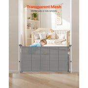 Charger l'image dans la visionneuse de galerie, Amocart 55/71/110in Retractable Baby Gate 34in Tall Extends Wide Retractable Gate for Kids Pets Mesh Material Easy to Install
