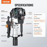 Bild in Galerie-Viewer laden, Amocart 37.77cc Gas-Powered T Post Driver 4-Stroke Engine Gasoline Fence Piling Pounder with 3 Post Driving Head(45/55/88 mm)
