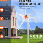 Amocart Wind Turbine Generator 12V 500W/800W Wind Turbine Wind Power Generator with MPPT Controller Suitable for Home Farm RVs