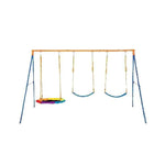 Amocart Swing Sets for Backyard 600lbs Capacity Swing Set with 1 Saucer Swing Seat 2 Belt Swing Seats Swingset Outdoor for Kids