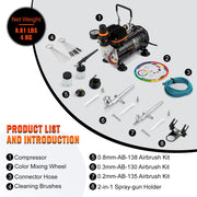 Bild in Galerie-Viewer laden, Amocart Professional Dual-Action Airbrush Kit 120W Electric Spray Gun Air Brush Painting Art Nail Tattoo Makeup Model Sprayer
