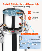 Bild in Galerie-Viewer laden, Amocart Alcohol Still 3 5 8Gal Stainless Steel Water Alcohol Distiller with Copper Coil Home Brewing Refining Fermentation Kit
