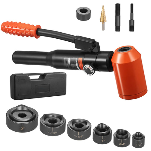 Amocart 10/15 Ton Knockout Punch Set 1/2in to 2 or 4in KO Tools Kit W/6 Dies for Electrical Control Cabinets Switch Cabinets