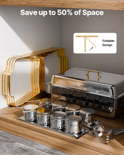 Load image into Gallery viewer, Amocart 8 Qt 4 Pack Chafing Dish Buffet Set Stainless Steel Chafer with 2 Full Size and 4 Half Size Pans Catering Warmer Server

