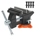 SucceBuy Bench Vise 4.5" 6" 6.5" Multipurpose with Swivel Base Anvil Heavy Duty Cast Iron for Drilling, Conduit Cutting, Sanding