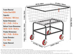 Amocart Commercial Wire Laundry Cart Laundry Basket 2.5/4.5 Bushel Heavy Duty with 4Inch Wheels for Home Bathroom Laundry Rooms