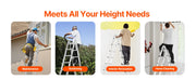 Charger l'image dans la visionneuse de galerie, Amocart Multi-Purpose Folding Ladder 7-in-1 Tall Step Ladder A Frame Adjustable Telescoping for Household Outdoor Work

