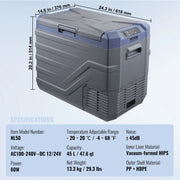Bild in Galerie-Viewer laden, Amocart 8L to 75L Car Refrigerator Fridge Portable Icebox Single&amp;Dual Zone w/Blue Tooth Temp Adjustable for Outdoor Camping RV
