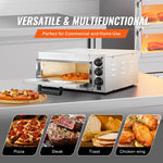 SucceBuy Commercial Pizza Oven Countertop Single Deck Layer Stainless Steel Electric Pizza Oven with Stone Handle Pizza Maker
