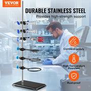 Charger l'image dans la visionneuse de galerie, Amocart Lab Stand Support Laboratory Retort Support Stand Set Steel Lab Stand 23.6" Rod and 8.3" x 5.3" Cast Iron Base w/ Clamp
