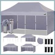 Load image into Gallery viewer, 10x20 Pop Up Canopy Tent Commercial Heavy Duty Outdoor Gazebo with 4 Walls UV Resistant Waterproof Instant Shelter Gray
