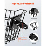 SucceBuy Front Bike Basket Electric Scooter Basket - Max Bearing 20 lbs Construct from Solid Steel Kids / Adults Bicycle Basket