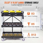 Amocart 3 Tier Folding Rolling Utility Cart Storage Shelf Movable Gap Rack Serving Cart Slide Organizer for Kitchen Bathroom
