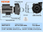 SucceBuy 2 Speed SPA Pump 48/56-Frame AC110-120V SPA Pump 1.5HP/3HP/4HP High Speed 2'' Port 90° Rotational Interface for Hot Tub