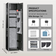Bild in Galerie-Viewer laden, SucceBuy 3-8 Rifles Gun Safe w/ Digital Keypad &amp; Lock Gun Storage Cabinet with Removable Storage Shelf for Home Long Gun Pistols

