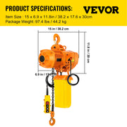 Charger l'image dans la visionneuse de galerie, Amocart 2200Lbs Electric Chain Hoist 11 ft/min Single Phase Overhead Crane with G80 Chain Wired Control for Garage Lifting
