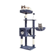 Bild in Galerie-Viewer laden, Amocart Cat Tree for Indoor Cats Cat Tower with Cat Condo Sisal Scratching Post HammockTop Perch Jumping Platforms Dark Grey
