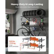 Charger l'image dans la visionneuse de galerie, Amocart 2-Tier Wall Mounted Garage Shelving Unit with Hooks 24 x 48in 260lbs Per Shelf Floating Storage Metal Rack for Home
