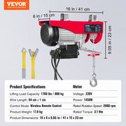 Charger l'image dans la visionneuse de galerie, Amocart 1320-2200 lbs Wireless Electric Hoist with 40ft Single Cable Lifting Height Steel Wire Winch for Garage Warehouse
