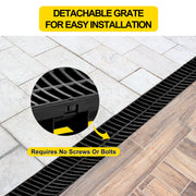 Bild in Galerie-Viewer laden, Amocart Drainage Trench Driveway Channel Drain With Plastic Grate 3-5 Pack HDPE Floor Drain Trench Drain Grate For Garden

